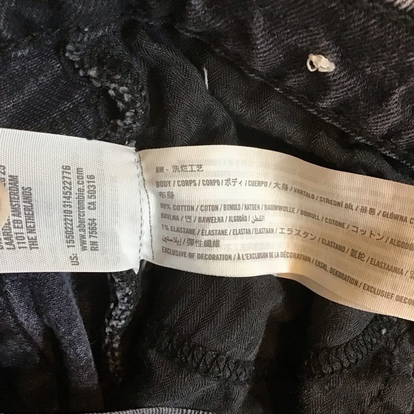 Abercrombie Fitch 4 (27) The 90s Straight High Rise Women’s Jeans Black Distress - Picture 10 of 11